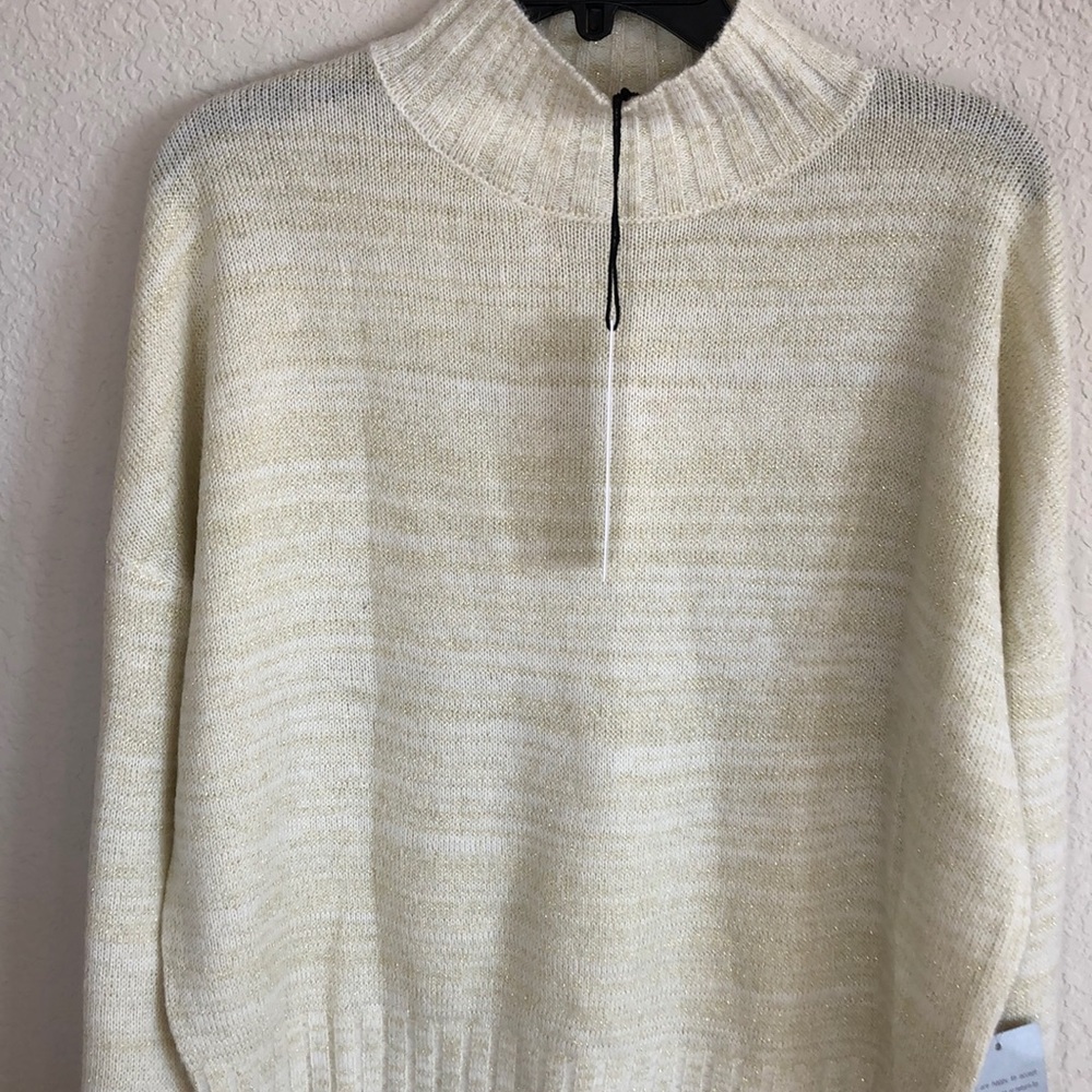 NSR Mock Neck Knit Sweater in cream size XL - Picture 3 of 7